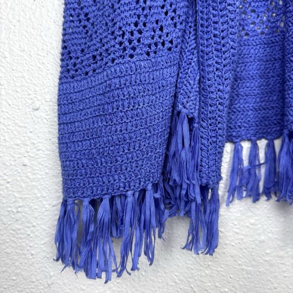 Ruby Rd Open Knit Crochet Cardigan Size 3X Open Kimono Fringe Boho Hippie Beachy - Picture 4 of 6